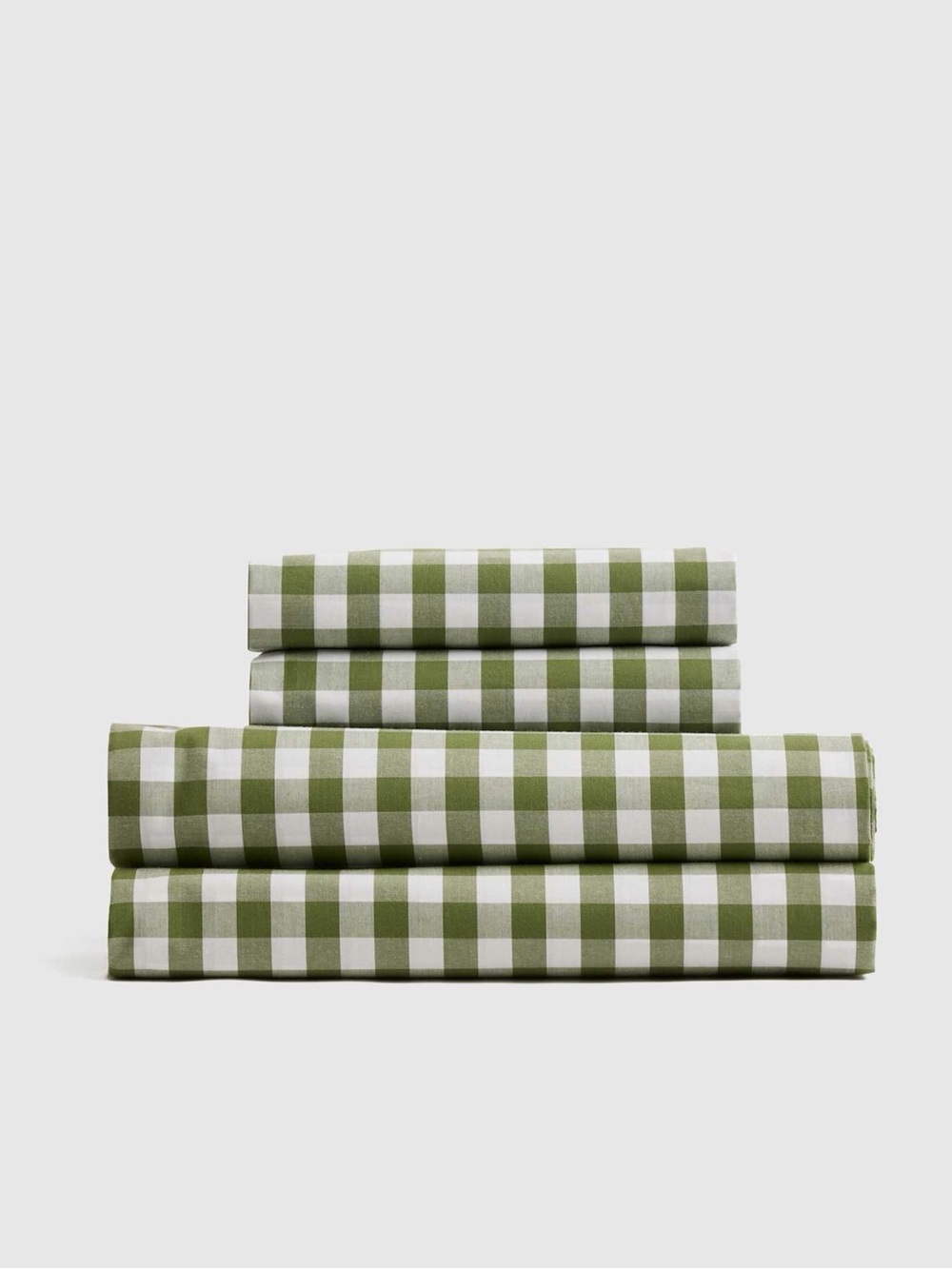 Quince Classic Organic Percale Sheet Set Full Olive Gingham